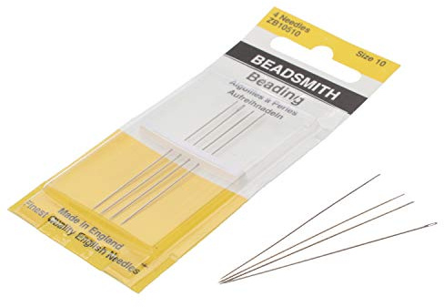 The Beadsmith 1 x engelsk pärlstav storlek 10 (4 nålar) – rostfritt stål – kulspets