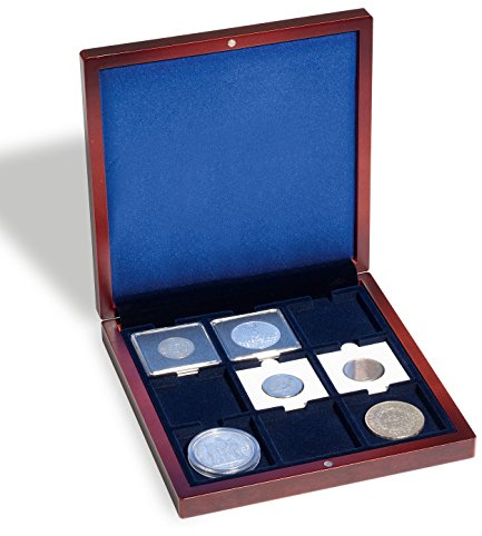 Leuchtturm 308093 Münzetui Volterra - eckige Facheinteilung für 9X Quadrum-Kapsel Münzen - mahagonifarben