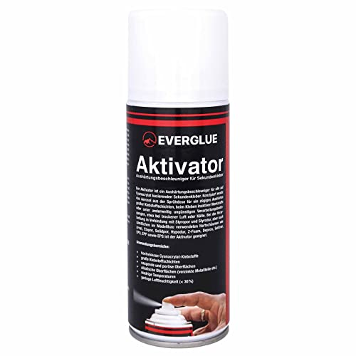 Everglue Aktivator Spray Aushärtungsbeschleuniger für Sekundenkleber 200ml Aerosol Sprühdose ist geeignet für alle Schnellkleber auf Basis von Cyanacrylat, sorgt für blitzschnelles Aushärten