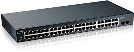 Zyxel 48 Port Network Ethernet Switch | Smart Managed Gigabit | GS1900-48 | 48x GbE RJ-45 + 2x SFP Ports, Smart Fan, VLAN, QoS, IGMP Snooping, Link Aggregation, Rack Mount Kit Included