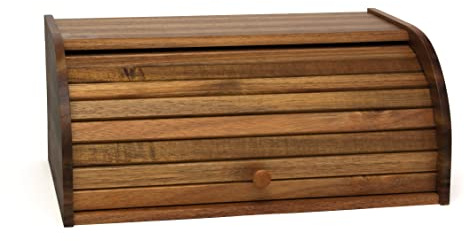 Lipper International Acacia Wood Rolltop Bread Box, 16 x 10-3/4 x 7