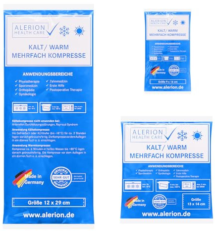 Alerion Kalt-Warm-Kompresse 3 Größen Mehrfach Kompresse Wiederverwendbar Mikrowellen geeignet 1x Klein 1x Mittel 1x Groß