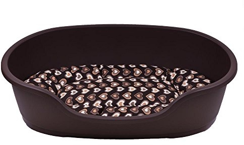 adena Hundekorb 71 x 48 cm braun + Kissen Herzen braun