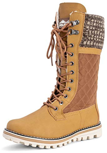 Polar Mujer Nieve Durable Al Aire Libre Térmico Invierno Calentar Impermeable Mitad De La Pantorrilla Botas - Tan - UK5/EU38 - YC0377
