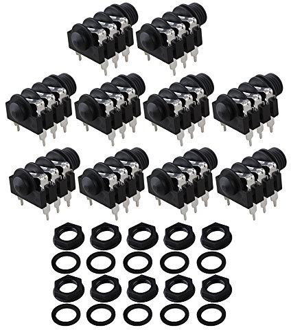 BQLZR 6,35-mm-Stereo-Klinkenbuchse, 6-polig, Stereo, Schwarz, 10 Stück