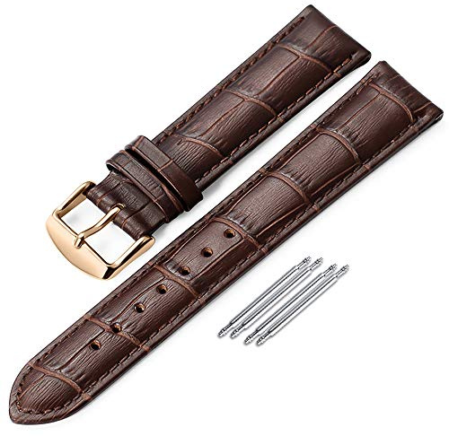 iStrap Cinturino In Pelle - Motivo A Coccodrillo - Cinturini Per Orologio Per Uomo Donna - Fibbia In Acciaio Inossidabile - 18mm 19mm 20mm 21mm 22mm 24mm-Nero Marrone