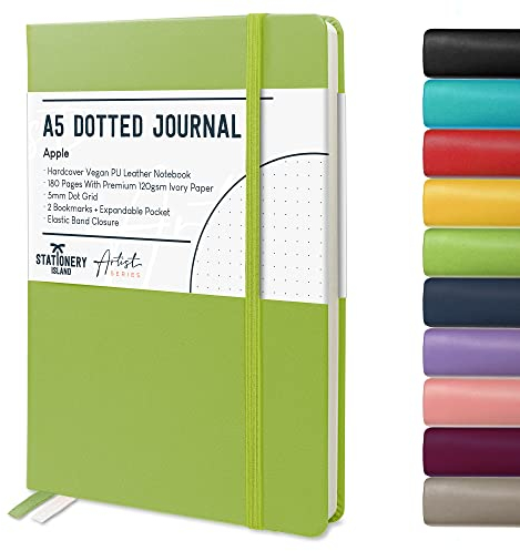 STATIONERY ISLAND Quaderni a Quadretti A5 – Bullet Journal Puntinato, 180 Pagine Taccuino, Notebook Quaderno Appunti 120gsm. Quadernino Per Agendina, Studio, Viaggi, Diario e Progetti. (Mela)
