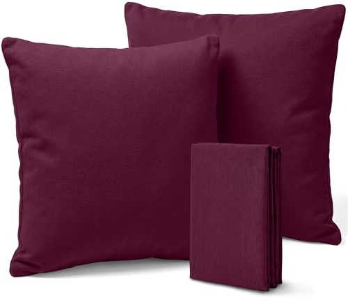 AR Line 2er Pack Jersey Kissenbezüge 40x40 – 160 g/m², 100% Baumwolle, weich & atmungsaktiv, mit Reißverschluss, Farbe: Burgund