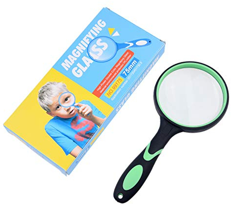 Kare & Kind 8X Lente di Ingrandimento da Lettura Manuale - Lente di Ingrandimento Grande 75MM – Manico Morbido Antiscivolo – Ottima per Scienza, Leggere Libri, Quotidiani – Osservazione Insetti