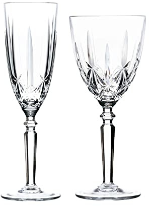 RCR 12 Piece 290ml, 200ml Crystal Glass Wine Champagne Glasses Orchestra Range Red White Wine Glasses and Champagne Flutes - Gift Boxed - Made in Italy Crystal