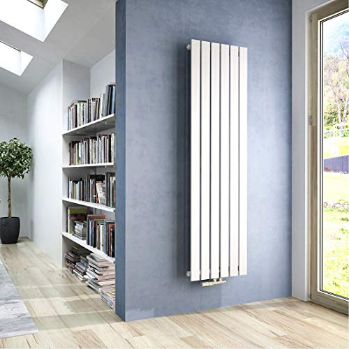 Heilmetz Heizkörper Flach 1600 x 460 mm Weiß Design Paneelheizkörper mit Mittelanschluss Einreihig Vertikal Badheizkörper