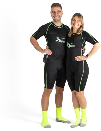 eaglefit - Home EMS Anzug kabellos mit 20 Elektroden inkl. Box zur Steuerung - Training Zuhause, Komplettsystem Unisex für Ganzkörper-Workout, Bauchtrainer, Muskelaufbau - gezielte Muskelstimulation