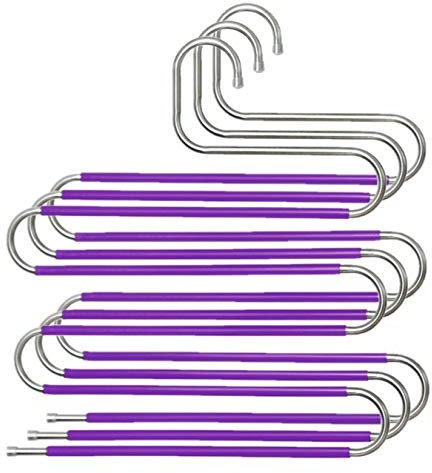 Skroad Trouser Hanger, 3 Pack Trouser Hangers Space Saving S-Type Clothes Pants Hangers Non-Slip Closet Organizer for Scarfs Jeans Clothes Trousers Towels