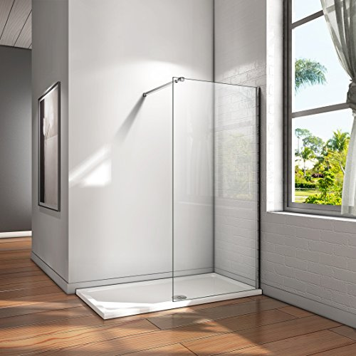 AICA Box Doccia 80x200cm Parete Walk In Vetro 8mm+Barra 73-120cm | Trasparente, Easyclean