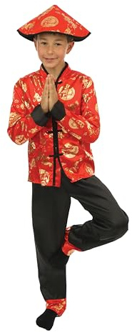 P'TIT CLOWN - Costume Nouvel An Chinois Enfant - Parfait pour Nouvel An Lunaire, Fêtes Costumées et Évènements à Thème - Polyester - Rouge (5-6 ans)