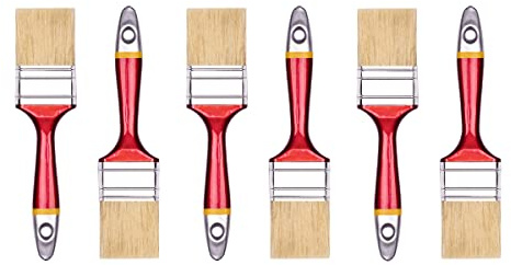 Hardy Working Tools 6-delars set med platta penslar, 50 mm, serie 33, ljusa naturborst och syntetfibrer. Målarpenselset med handtag i naturträ, 6 st. Lackeringspenselset