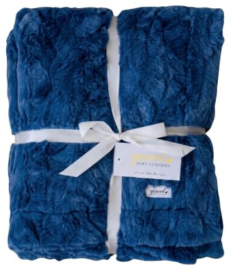 GRACED SOFT LUXURIES Throw Blanket Super Soft Warm Elegant Cozy Comfy Cozy Decorative Textured Faux Fur for Home, Bed, Couch, Sofa, Travel (Large 50 x 60, Blue)