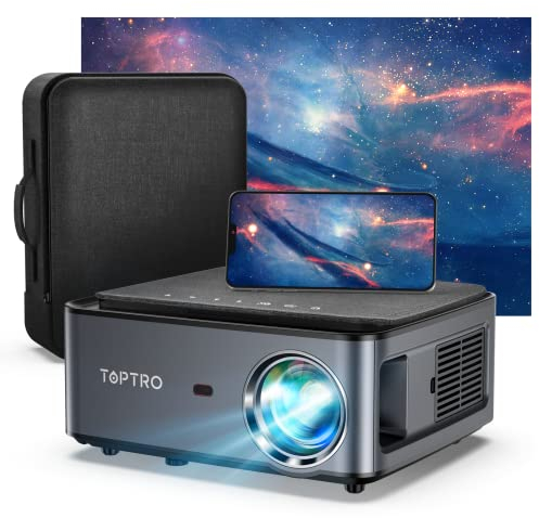 TOPTRO Beamer, 350ANSI Beamer Full HD 5G, WiFi Bluetooth Beamer 4K Native 1080P LED Heimkino Video Projector kompatibel mit Fire TV Stick, iOS/Android Smartphone, MAC/PC/Laptop, PPT, PS5 (Grau)