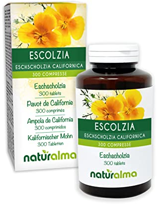 Sömntuta (Eschscholzia californica) ört Naturalma - 150 g - 300 tabletter - Kosttillskott - Naturligt och Veganskt