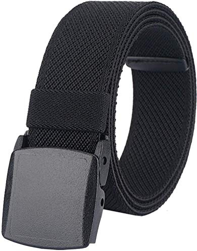 LionVII Cintura Elastica Uomo, Fibbia in Plastica, Unisex Senza Metallo Cinghia Cintura Allungabile per Lavoro, Nero