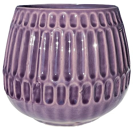 Nordring Pot de Fleur Riff - Pots de Fleurs décoratifs Couleur pour intérieur Style rétro créatif L (16,5 cm ø), Violet, Céramique