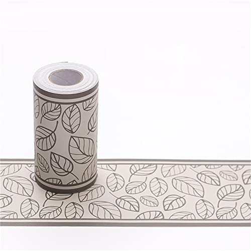 Bordure de papier peint feuilles Autocollant Décoration murale amovible Frise murale imperméable en PVC Plinthe 10cm x 1000cm
