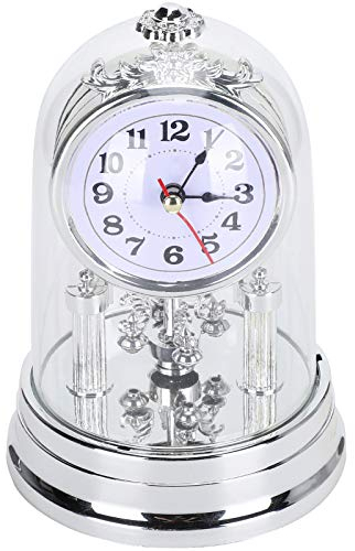 Mantel Clocks Wohnzimmeruhr im europäischen Retro-Stil Stille Tischuhr Antik für Wohnzimmer Schlafzimmer Büro Home Decor 11 X 17 Cm,Silber