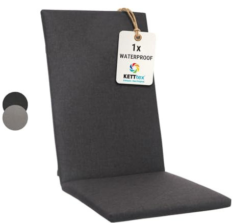 KETTtex EXKLUSIV Auflage Hochlehner Anthrazit I Gartenstuhl Polster 123x50x4cm I KTH2 Sitzauflage weich & robust I Stuhlauflage UV-beständig I wasserabweisendes Sitzkissen I Dessin 2266