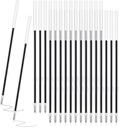 60 Pièces Recharges de StyloRétractables, Recharge Stylo Bille, Recharges pour Stylos, Cartouche Stylo Bille, Recharges de Stylo à Bille Gel, Compatible avec la plupart des stylos à bille (Noir)