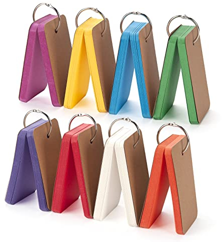 RSXING Karteikarten mit Ring Lernkarten Papier Wortkarte 400 Stück Merkzettel Karteikarten kann als schönes Geschenk für Klassenkameraden und Freunde verwendet(8Satz 50 Blatt pro Satz)