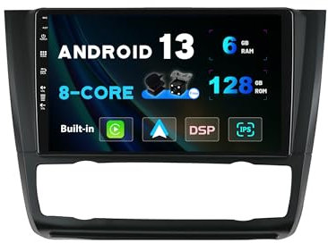 SXAUTO - 6G+128G - Android 14 IPS Car Stereo For BMW 1 Series E81 E82 E87 E88 (2004-2012) - Wireless CarPlay/Android Auto - LED Camera + MIC - 9 Inch 2 Din - DAB Steering Wheel Fast-boot 360-CAM WIFI