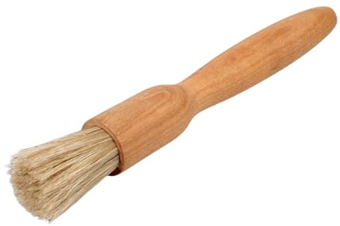 Teemando Pincel para el hogar con cerdas naturales de madera de cerezo, redondo, barnizado, 2,5 x 18 cm