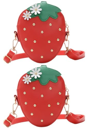 SOIMISS Erdbeer Geldbörse Für Kinder Niedliche Umhängetasche Mit Verstellbarem Gurt Perfekt Für Reisen Und Geschenke 14X12X10Cm Rot