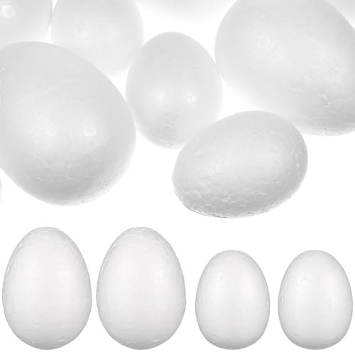 VILLCASE 40pcs Foam Eggs Lightweight Unfinished Easter Ornaments for Crafts Safe Foam Material for Easter Decorations and Creative Projects