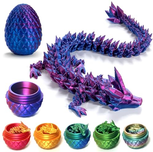 XehCaol 3D Gedrucktes Drachenei mit Drachen im Inneren Dragon Egg 3D Gedrucktes Bewegliches Drachenei Drachen Figuren Geheimnisvoller Drache Spielzeug, Flexible Gelenke, Osterkorbfüller (Purple)