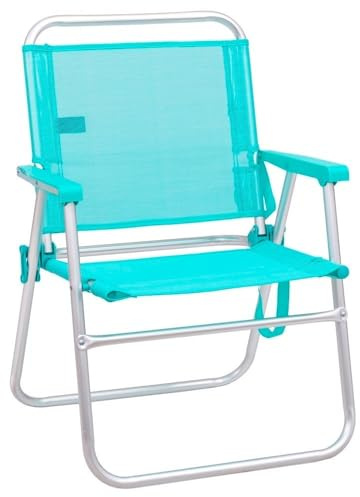 LOLAhome Silla de Playa Fija Plegable de Aluminio y textileno Aguamarina de 55x43x75 cm
