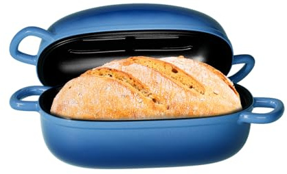 PROCHOP Dutch Oven for Bread Baking 9x6 Inch - 2.5QT Bread Pans for Homemade Bread Cast Iron Bread Pan Dutch Oven Loaf Pan with Lid and Loop Handles for Homemade Breadmaking