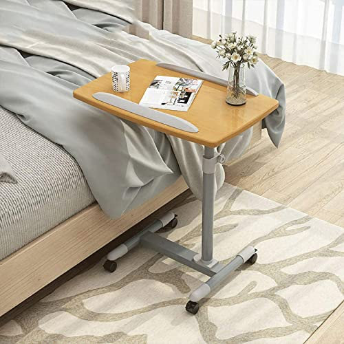 Überbetttisch mit Rollen, Laptop-Schreibtisch, höhenverstellbar, über dem Bett, Sofa, Beistelltisch, mobiler Computertisch für Krankenhaus, Krankenpflege, Lesen, Essen (Farbe: A)