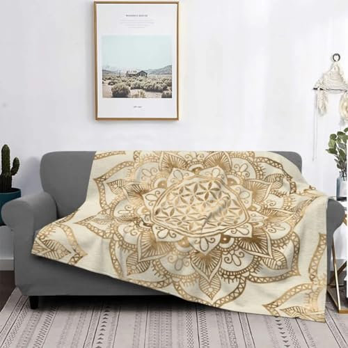 Kuscheldecke 220x240 Goldene Ethnie Kuscheldecken Falten Beständig Weich Flanell Flauschige Decke für Fernsehen, Auf Dem Sofa/Bett Faulenzen