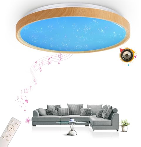 LED Deckenleuchte mit Lautsprecher RGB Musik Sync kompatibel mit Alexa 45W | Fernbedienung/App/Sprachsteuerung,dimmbar und Farbtemperatur,Speicherfunktion,für Schlafzimmer,Wohnzimmer,Esszimmer,Küche