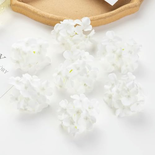 BDCPMT 20 piezas por lote de flores artificiales para boda, jardín, arco, decoración del hogar, fiesta, Navidad, corona, caja de caramelos, hortensias de seda falsa, color burdeos