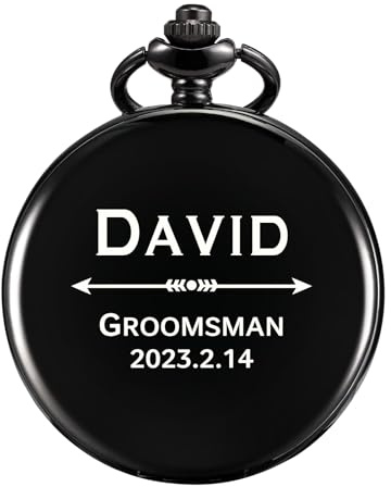 TREEWETO Taschenuhr mit Gravur Personalisierte Graviert Geschenk für Best Man Fobwatch Bräutigam Geschenke Für Hochzeit Trauzeuge Hochzeitsgeschenk