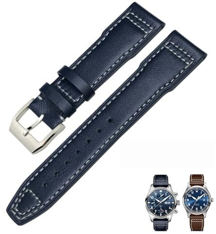 SCWZZWSY 20 mm 21 mm 22 mm Echtlederarmband passend für IWC Fliegeruhr IW3777 Portofino Mark 18 Schwarz Blau Braun Armbänder Herren
