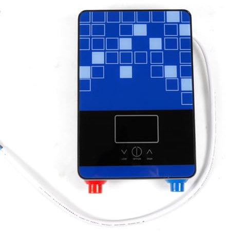 4500W Digital Elektrisch Durchlauferhitzer Tankless Bad Dusche Warmwasser, geeignet für Badezimmer, Friseursalons, Hotels, Schönheitssalons, Schulen, Krankenhäuser, 18.6 * 5.7 * 27.7cm (Blau)