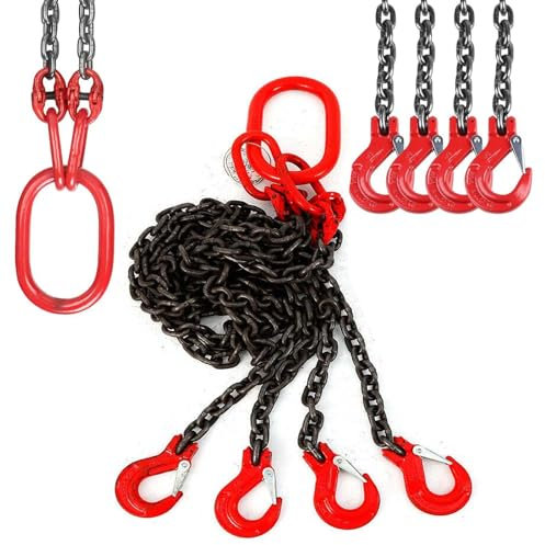 Generisch Hebekette Dauerhaft 4T Kettengehänge Anschlagkette Krangehänge Hebekettenschlinge Einstellbar 4 Strang Krankette für Minen Häfen Gebäude 300cm Ø 6 mm,B,100CM