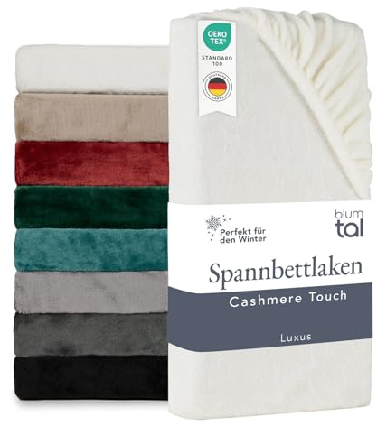 Blumtal Spannbettlaken Cashmere Touch 160x200cm Plüsch - Oeko-TEX zert. Bettlaken - Mikrofaser Spannbettlaken weich Winter 160x200cm Elfenbein