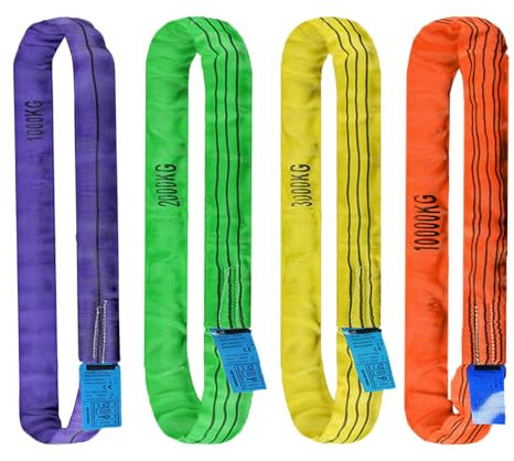 JIEYUGH Rundschlingen aus Polyester，Hebeband Hebebänder Kranschlingen，Rundschlingen Set，endlos mit Polyesterkern, für Kran Abschleppen(5T,8M)