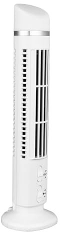 Bladeless Fan, Powerful Tower Fan with Light, Ideal for Study and Work, 4.1 Inch Quiet Oscillating Fan for Home, Bedroom, RVs, Offices (White)