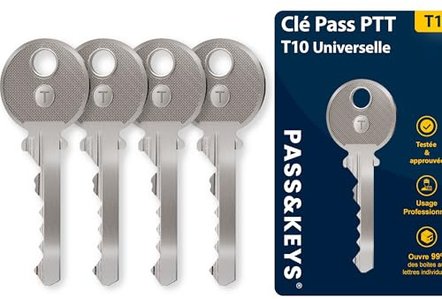 Clé Pass PTT T10 Universelle pour Boîtes aux Lettres - Compatible avec Interphones et Serrures d'Immeubles - Idéale pour Livreurs, Agents Immobiliers et Artisans (4)