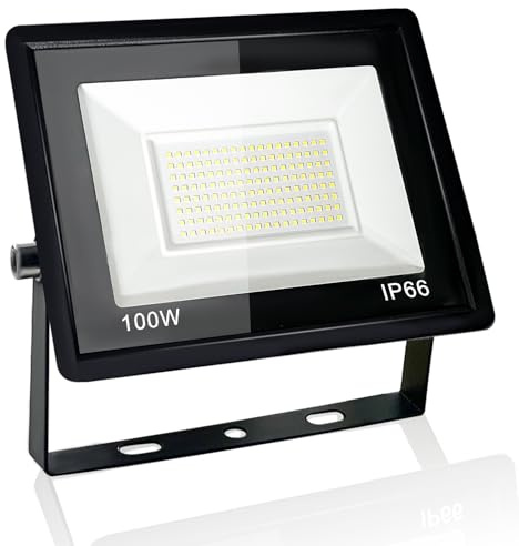 Eleganted 100W Projecteur LED Extérieur, IP66 Etanche Spot LED Extérieur, Éclairage Mural 6500K Blanc Froid, pour Jardin, Terrasse, Garage, Entrée